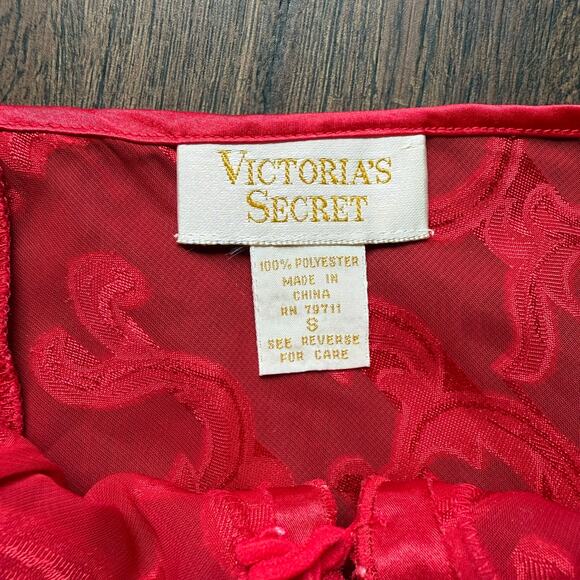 Victoria’s Secret Red Satin Lace Teddy Bodysuit Women’s Small Vintage - Picture 5 of 6